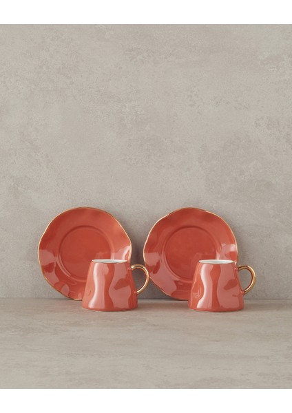 Felix New Bone China Kahve Fincan Takımı 4 Parça 2 Kişilikterracotta