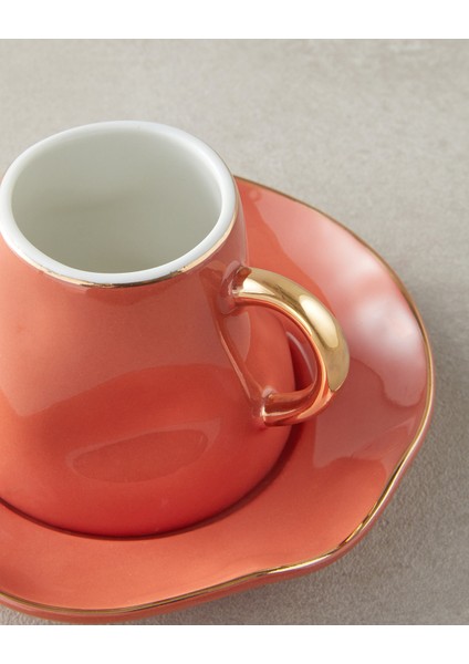 Felix New Bone China Kahve Fincan Takımı 4 Parça 2 Kişilikterracotta