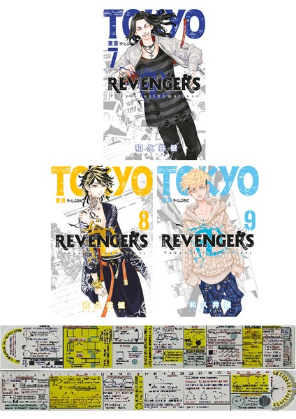 Tokyo Revengers 7. - 8. - 9. Ciltler Manga Seti - Ken Vakui + Matematik Öğreten Cetvel