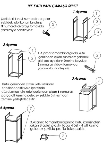 Meleni Home 70 Litre Sürgülü, Raflı Çamaşır Sepeti, Raflı Kirli Çamaşır Sepeti, Banyo Düzenleyici