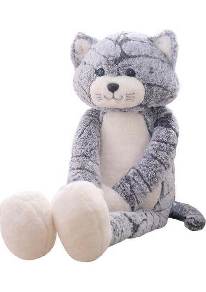 1 Adet 50CM Peluş Oyuncak Yumuşak Kedi Siyah Gri Kedi Peluş Oyuncak (Yurt Dışından)