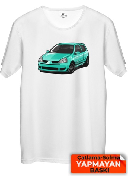 Çakılap Renault Clio Symbol Baskılı Tişört Unisex, Premium Kalite (Rgl-Otmbl-Rnlt)