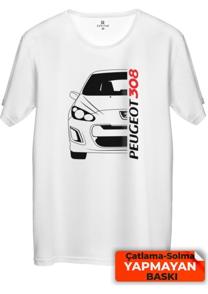 Çakılap Peugeot 308 Baskılı Tişört Unisex, Premium Kalite (Rgl-Otmbl-Pgt)