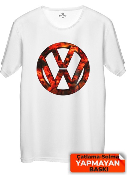 Çakılap Vw Logo Baskılı Tişört Unisex, Premium Kalite (Rgl-Otmbl-Vw)