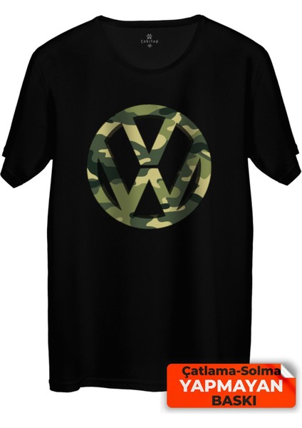 Çakılap Vw Logo Baskılı Tişört Unisex, Premium Kalite (Rgl-Otmbl-Vw)