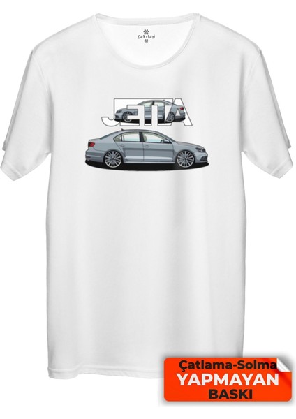 Çakılap Vw Jetta Mk6 Baskılı Tişört Unisex, Premium Kalite (Rgl-Otmbl-Vw)