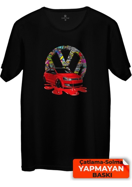 Çakılap Vw Polo Mk5 Baskılı Tişört Unisex, Premium Kalite (Rgl-Otmbl-Vw)