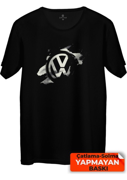 Çakılap Vw Logo Baskılı Tişört Unisex, Premium Kalite (Rgl-Otmbl-Vw)