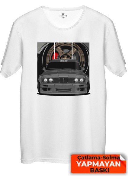 Çakılap Bmw E30 Baskılı Tişört Unisex, Premium Kalite (Rgl-Otmbl-Bmw)