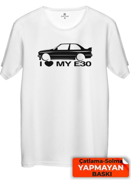 Çakılap Bmw E30 Baskılı Tişört Unisex, Premium Kalite (Rgl-Otmbl-Bmw)