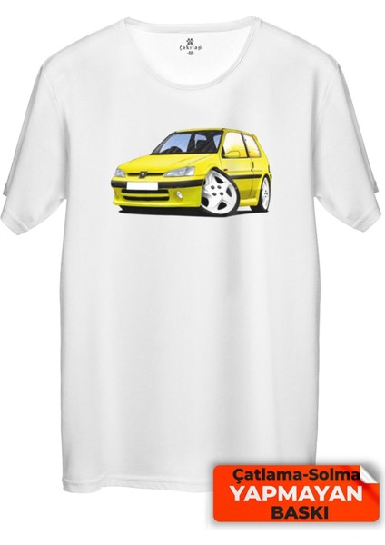 Çakılap Peugeot 106 Baskılı Tişört Unisex, Premium Kalite (Rgl-Otmbl-Pgt)