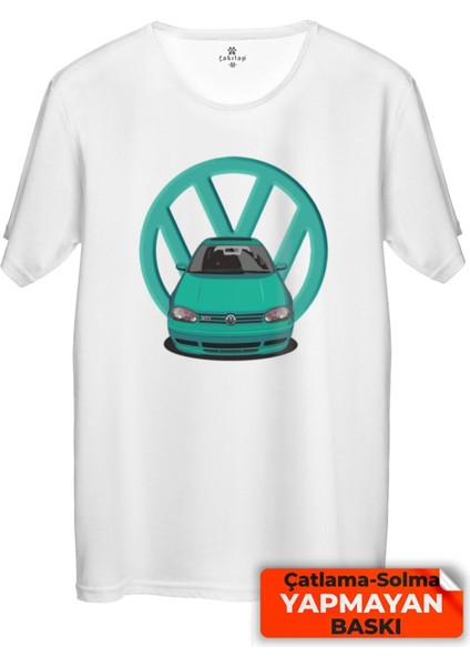 Çakılap Vw Golf 4 Baskılı Tişört Unisex, Premium Kalite (Rgl-Otmbl-Vw)