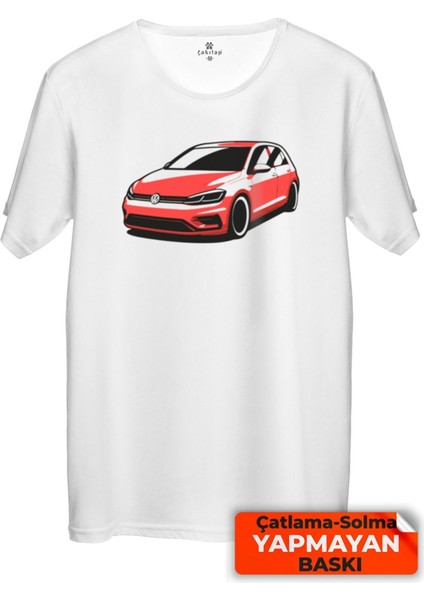 Çakılap Vw Golf 7 Baskılı Tişört Unisex, Premium Kalite (Rgl-Otmbl-Vw)