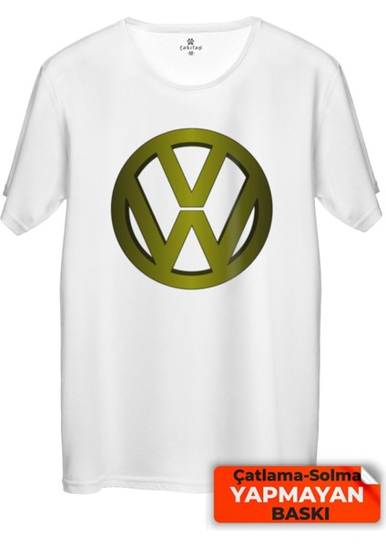 Çakılap Vw Logo Baskılı Tişört Unisex, Premium Kalite (Rgl-Otmbl-Vw)