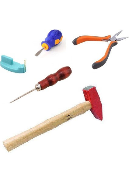 Sepeti Filografi Set Ağaç Saplı Çekiç 200 Gr+Bız+Çakma Aparatı+Tornavida+Pense