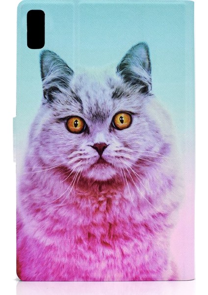 Lenovo Tab M9 Pembe Kedi Için Renkli Çizim Pu Tablet Kılıfı (Yurt Dışından) modelleri