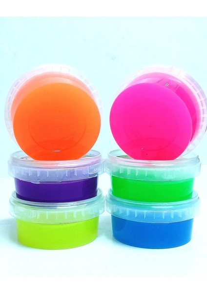 Sepeti 6 Renk Seçenekli Neon Fosforlu Hazır Slime - Hazır Slaym Oyunu 6X130GR Toplam 750GR