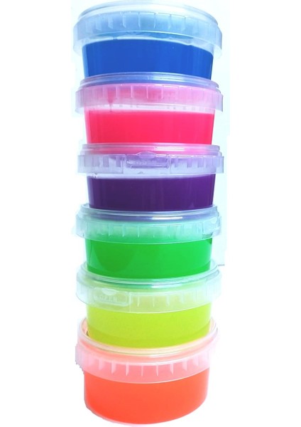 Sepeti 6 Renk Seçenekli Neon Fosforlu Hazır Slime - Hazır Slaym Oyunu 6X130GR Toplam 750GR