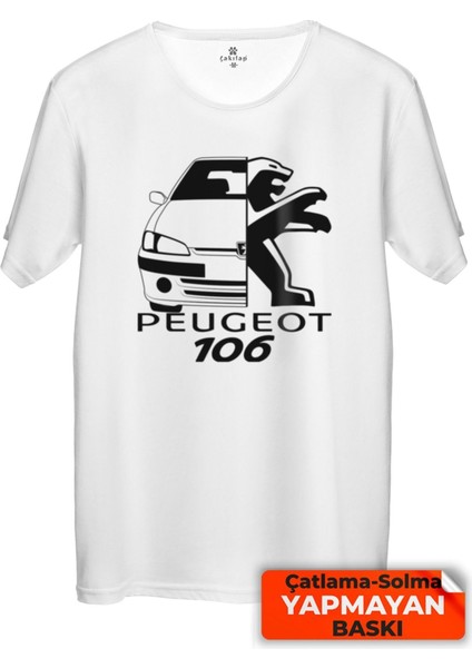 Çakılap Peugeot 106 Baskılı Tişört Unisex, Premium Kalite (Rgl-Otmbl-Pgt)