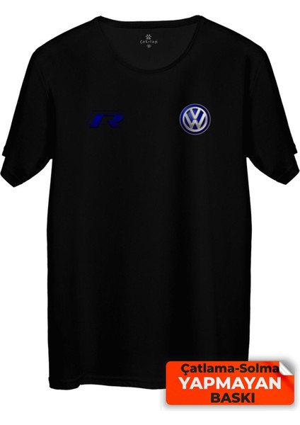Çakılap Vw R Logo Baskılı Tişört Unisex, Premium Kalite (Rgl-Otmbl-Vw)