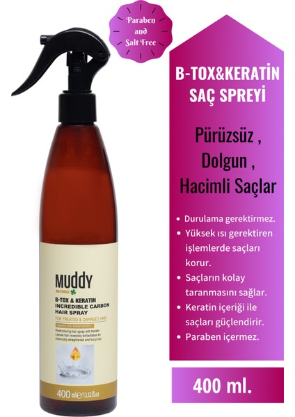 Dökülme Önleyici Horse Tail Şampuan + Onarıcı Bakım İçin B-Tox Keratin Carbon Spray 400 ml