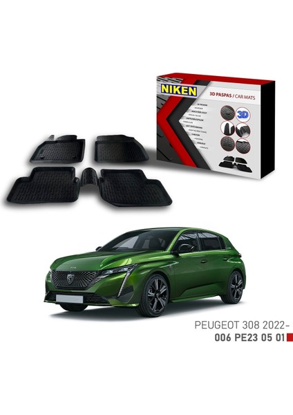 Peugeot 308 -2022 Için Uyumlu 3D Paspas
