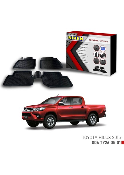 Toyota Hilux -2015 Için Uyumlu 3D Paspas