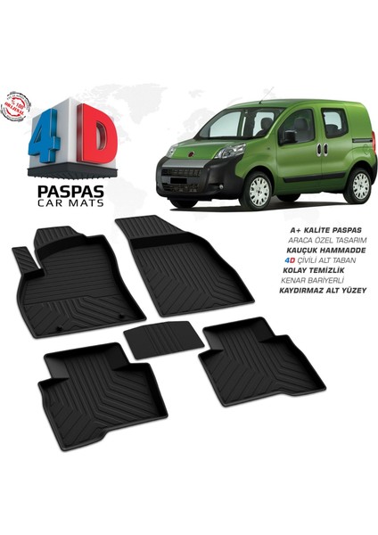 Fiat Fiorino 4d Araca Özel Havuzlu Kauçuk Paspas Siyah 2008-2017