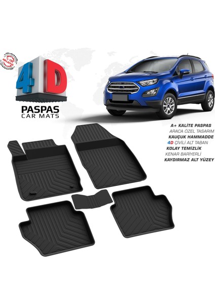Ford Ecosport 4d Araca Özel Havuzlu Kauçuk Paspas 2018 Üzeri