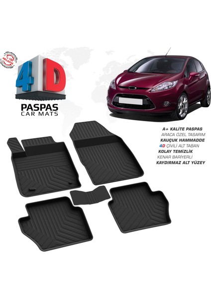 Ford Fiesta 4d Araca Özel Havuzlu Kauçuk Paspas 2009-2015