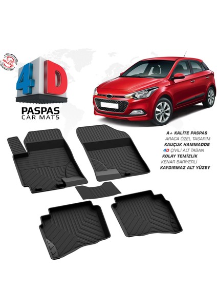 Hyundai I20 4d Araca Özel Havuzlu Kauçuk Paspas 2014-2020