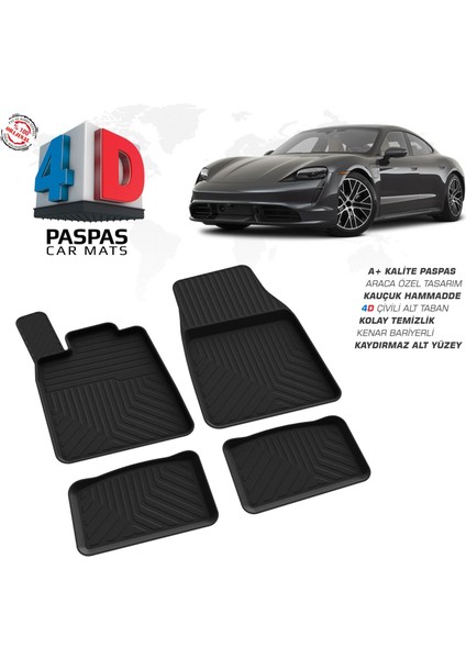 Porsche Taycan 4d Araca Özel Havuzlu Kauçuk Paspas 2020 Üzeri
