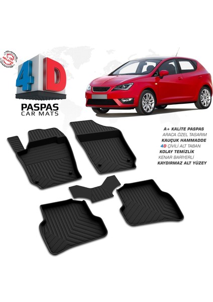 Seat Ibiza 4d Araca Özel Havuzlu Kauçuk Paspas 2009-2017