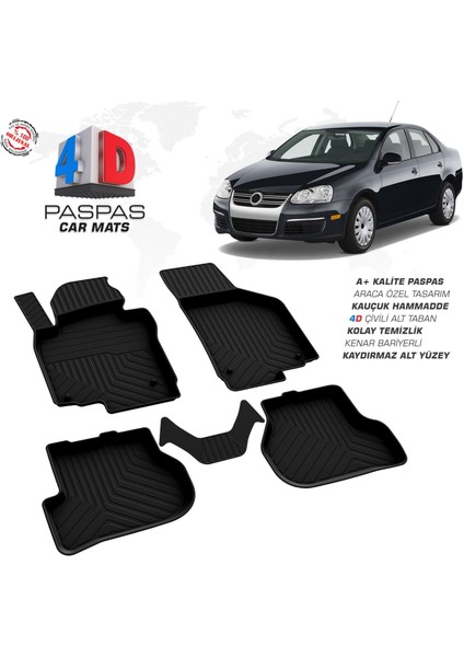 Vw Jetta 4d Araca Özel Havuzlu Kauçuk Paspas 2005-2010