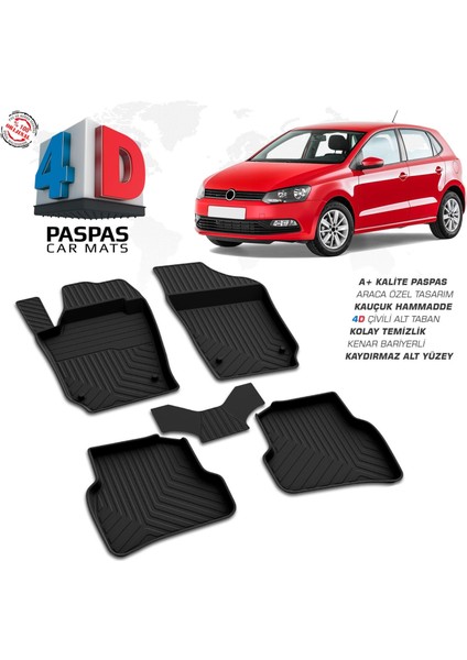 Vw Polo 6r 4d Araca Özel Havuzlu Kauçuk Paspas 2009-2017