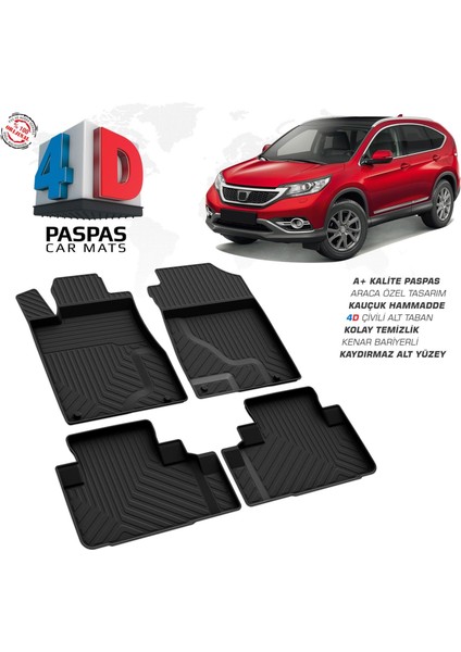 Honda Cr-V 4d Araca Özel Havuzlu Kauçuk Paspas 2012-2018