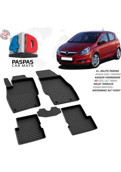 Opel Corsa D 4d Araca Özel Havuzlu Kauçuk Paspas 2007-2014