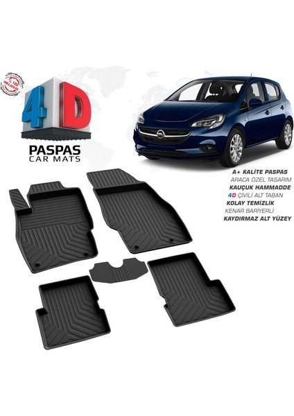 Opel Corsa E 4d Araca Özel Havuzlu Kauçuk Paspas 2014-2019