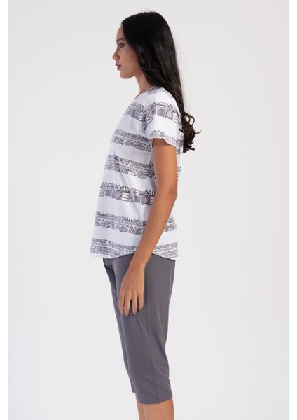 Pamuklu Kadın P Kısa Kol Kaprili Pijama Takım , 311119 fiyatları