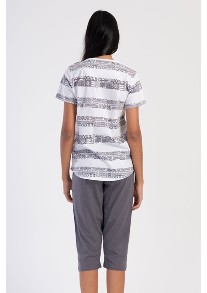 Pamuklu Kadın P Kısa Kol Kaprili Pijama Takım , 311119 fırsatları