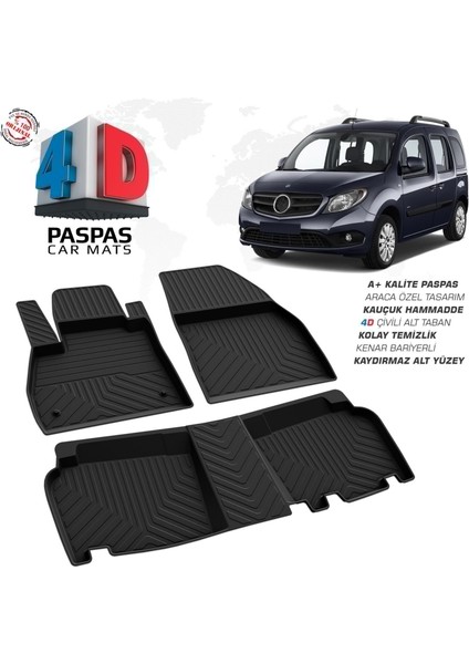 Mercedes Citan 4d Araca Özel Havuzlu Kauçuk Paspas 2008 ve Üzeri