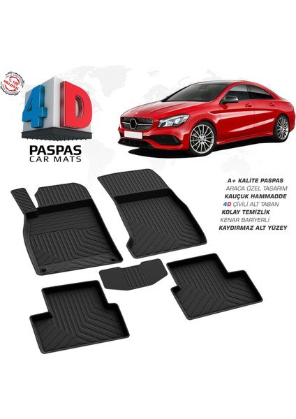 Mercedes Cla Serisi C117 4d Araca Özel Havuzlu Kauçuk Paspas 2013-2018