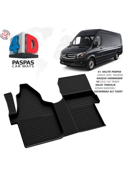 Mercedes Sprinter W906 4d Araca Özel Havuzlu Kauçuk Paspas 2006 Üzeri Ön Çift Koltuk