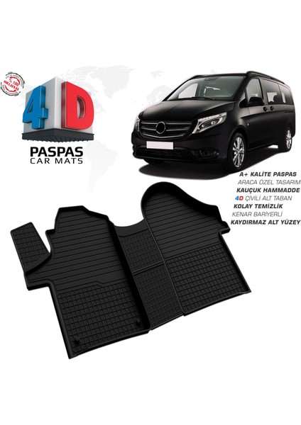 Mercedes Vito W447 4d Araca Özel Havuzlu Kauçuk Paspas 2014 ve Üzeri