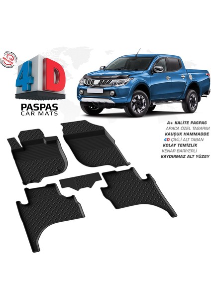 Mitsubishi L200 4d Araca Özel Havuzlu Kauçuk Paspas 2015 Üzeri