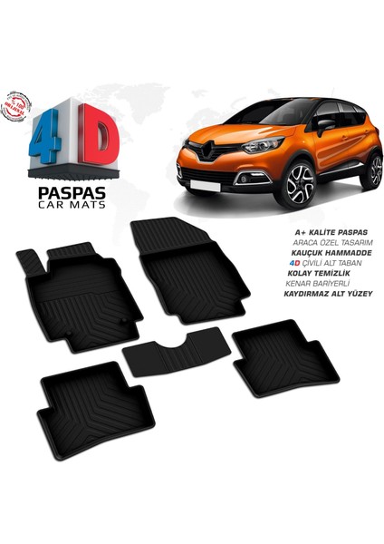 Drs Tuning Renault Captur 4d Araca Özel Havuzlu Kauçuk Paspas 2013-2020