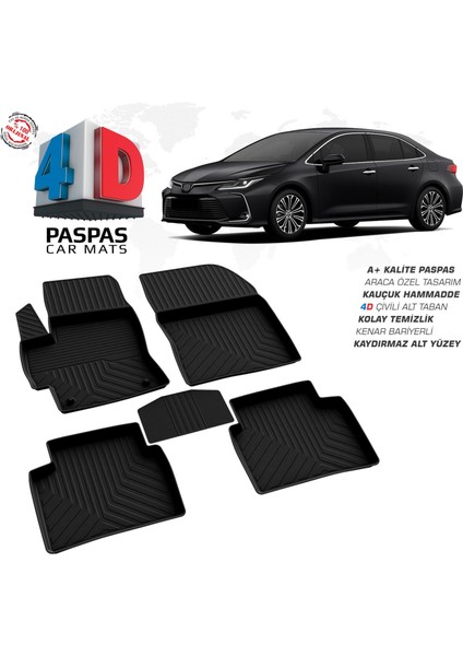 Toyota Corolla 4d Araca Özel Havuzlu Kauçuk Paspas 2019 Üzeri
