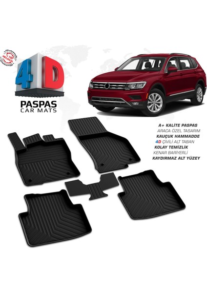 Vw Tiguan 4d Araca Özel Havuzlu Kauçuk Paspas 2016 ve Üzeri
