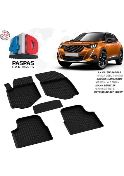 Peugeot 2008 4d Araca Özel Havuzlu Kauçuk Paspas 2019 ve Üzeri