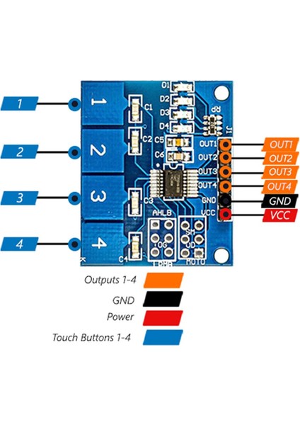 TTP224 4 Kanal Dokunmatik Buton Sensör Modülü Kapasitif Dijital Tuş Algılayıcı Anahtar Keypad